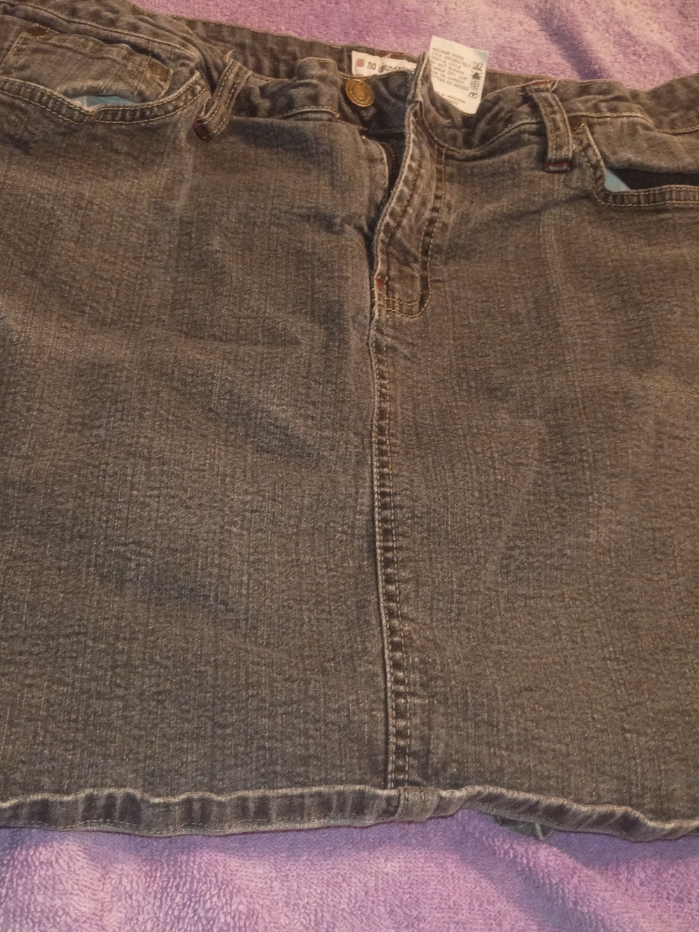 No Boundaries Gray Denim Circle Skirt